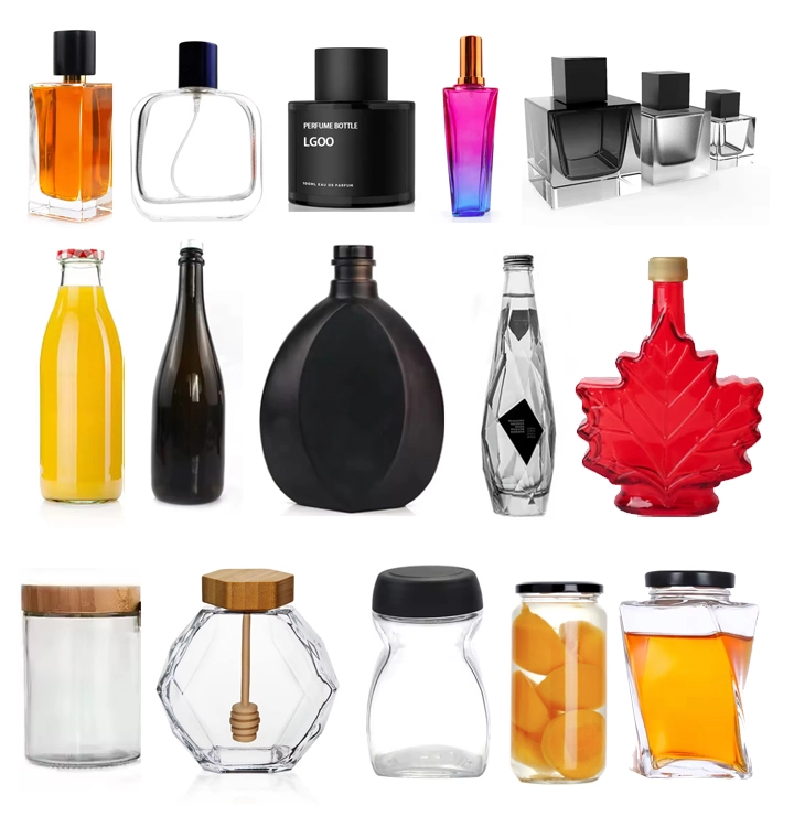 different type of glass bottles