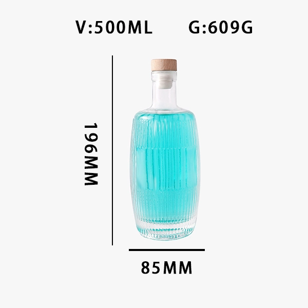 500ml Vertical Stripe Liquor Bottle with Wood Cork Stopper