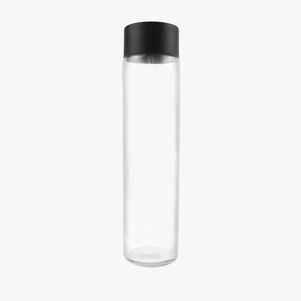 Cylindrical Glass Water Bottle