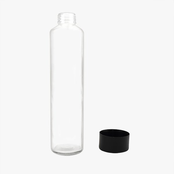 Cylindrical Glass Water Bottle