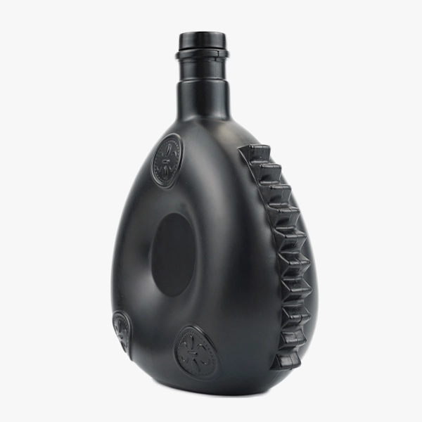 Black Flat Fluted Brandy Bottle 550ml
