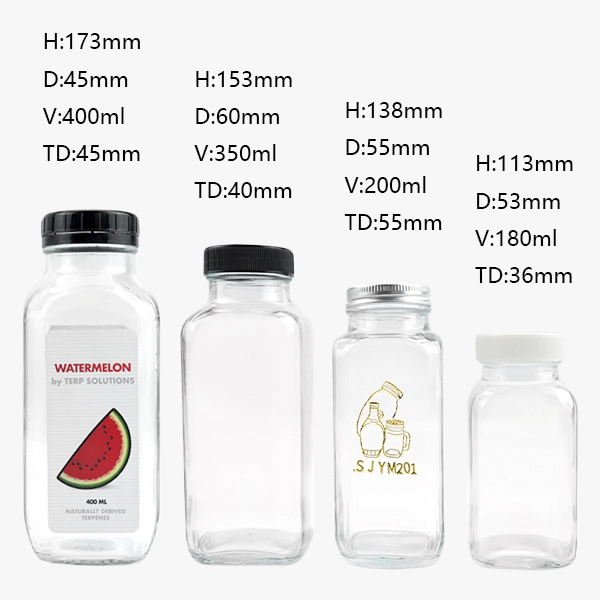 Square Glass Juice Bottles